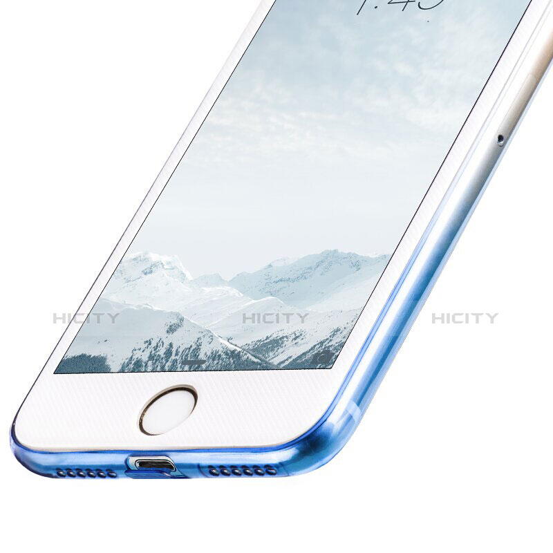 Apple iPhone 8用極薄ソフトケース グラデーション 勾配色 クリア透明 アンド指輪 アップル ネイビー