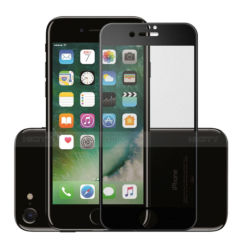 Apple iPhone 8用強化ガラス フル液晶保護フィルム F16 アップル ブラック