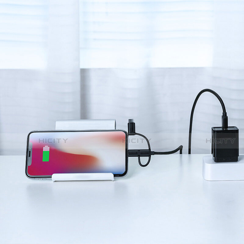 Apple iPhone 8 Plus用Lightning USBケーブル 充電ケーブル Android Micro USB C01 アップル ブラック