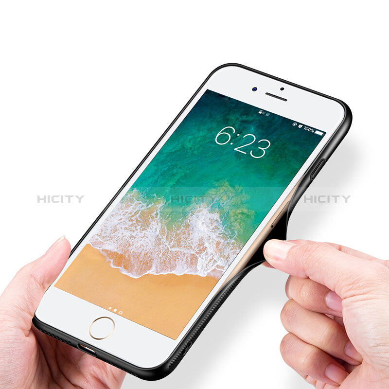 Apple iPhone 8 Plus用シリコンケース ソフトタッチラバー 鏡面 R05 アップル ピンク