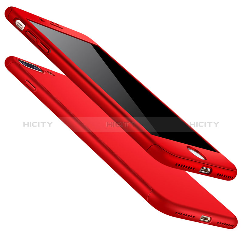 Apple iPhone 8 Plus用ハードケース プラスチック 質感もマット 前面と背面 360度 フルカバー Q01 アップル レッド
