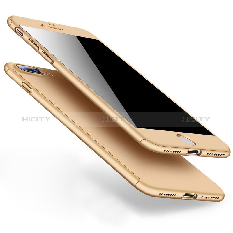 Apple iPhone 8 Plus用ハードケース プラスチック 質感もマット 前面と背面 360度 フルカバー Q01 アップル ゴールド