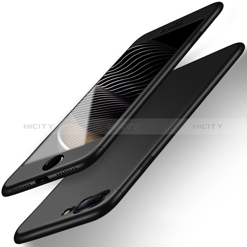 Apple iPhone 8 Plus用ハードケース プラスチック 質感もマット 前面と背面 360度 フルカバー Q01 アップル ブラック