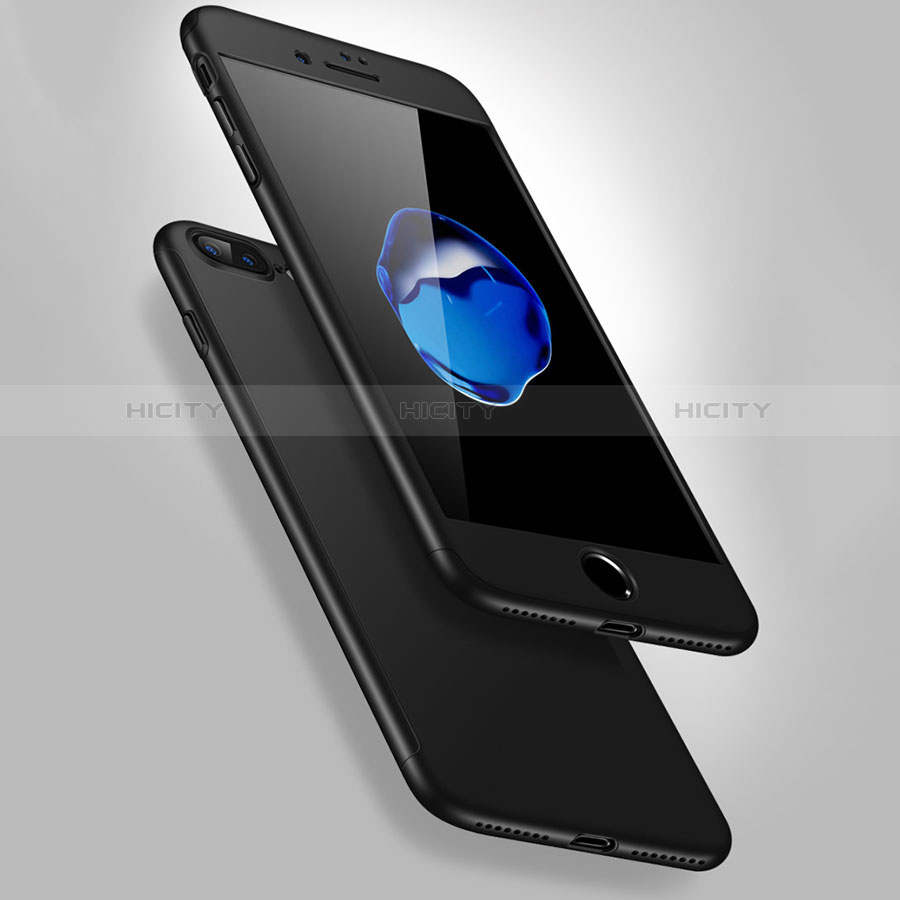 Apple iPhone 8 Plus用ハードケース プラスチック 質感もマット 前面と背面 360度 フルカバー Q01 アップル ブラック