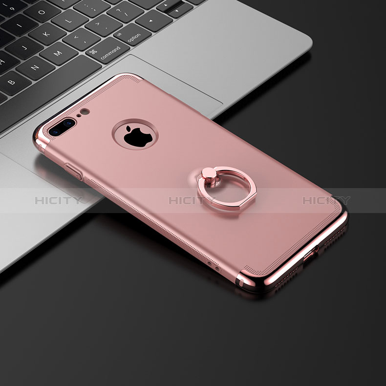 Apple iPhone 8 Plus用ケース 高級感 手触り良い メタル兼プラスチック バンパー アンド指輪 アップル ローズゴールド