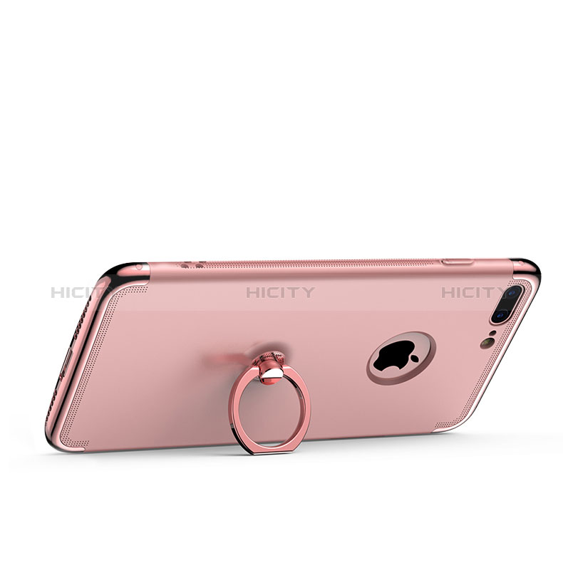 Apple iPhone 8 Plus用ケース 高級感 手触り良い メタル兼プラスチック バンパー アンド指輪 アップル ローズゴールド