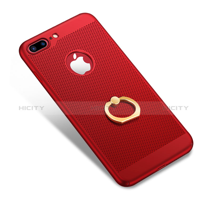 Apple iPhone 8 Plus用ハードケース プラスチック メッシュ デザイン アンド指輪 W01 アップル レッド