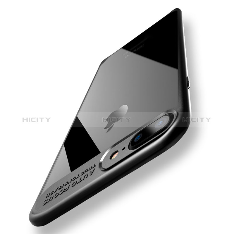 Apple iPhone 8 Plus用360度 フルカバーハイブリットバンパーケース クリア透明 プラスチック 鏡面 T02 アップル ブラック