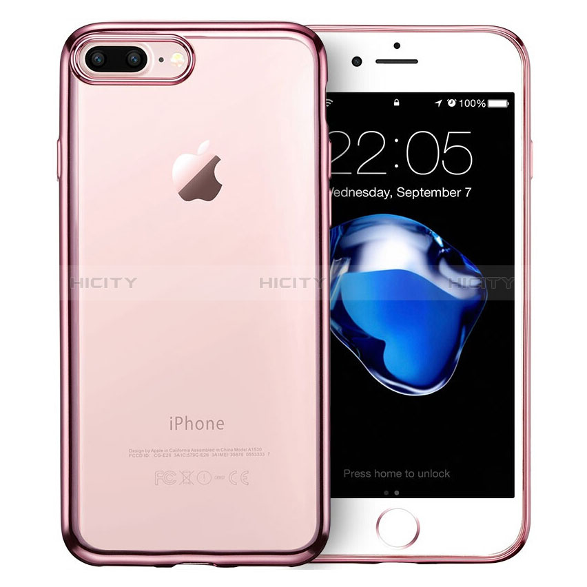 Apple iPhone 8 Plus用バンパーケース クリア透明 T01 アップル ピンク