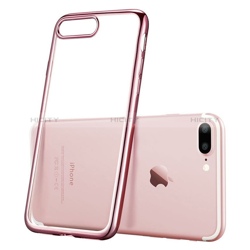 Apple iPhone 8 Plus用バンパーケース クリア透明 T01 アップル ピンク