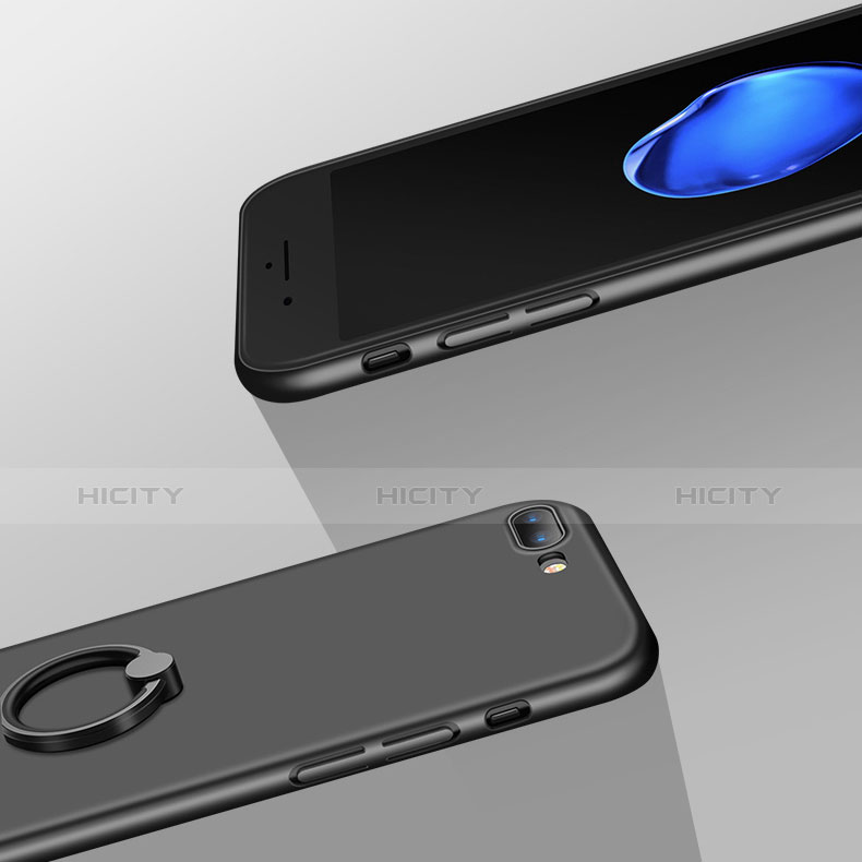 Apple iPhone 8 Plus用ハードケース プラスチック 質感もマット アンド指輪 A05 アップル ブラック