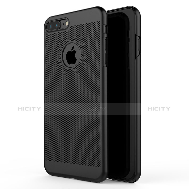 Apple iPhone 8 Plus用ハードケース プラスチック メッシュ デザイン W02 アップル ブラック