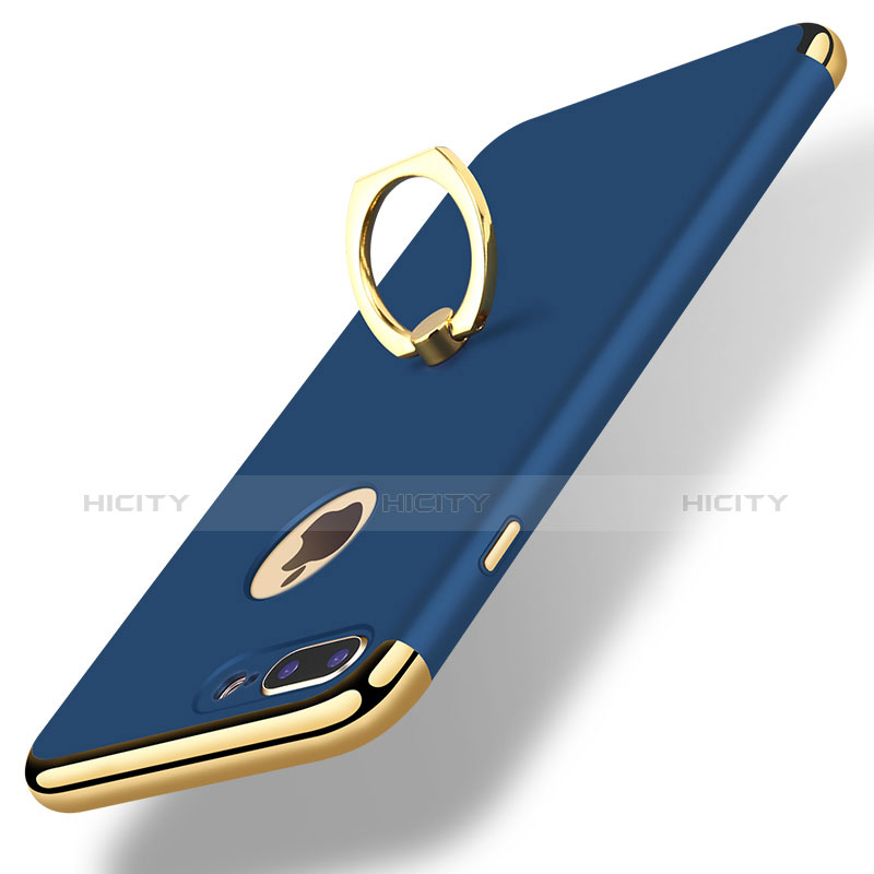 Apple iPhone 8 Plus用ケース 高級感 手触り良い メタル兼プラスチック バンパー アンド指輪 A07 アップル ネイビー