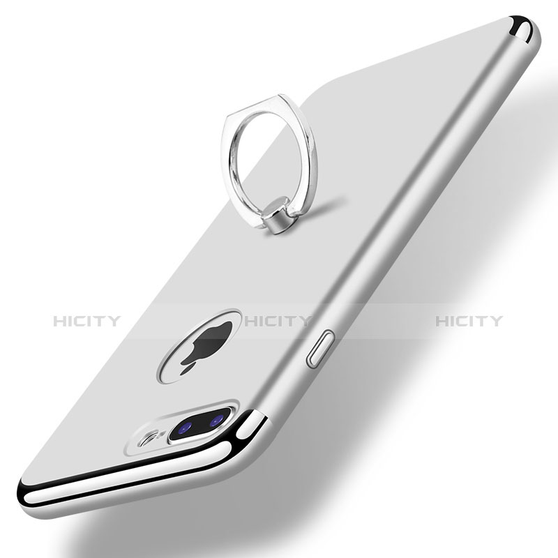 Apple iPhone 8 Plus用ケース 高級感 手触り良い メタル兼プラスチック バンパー アンド指輪 A07 アップル シルバー