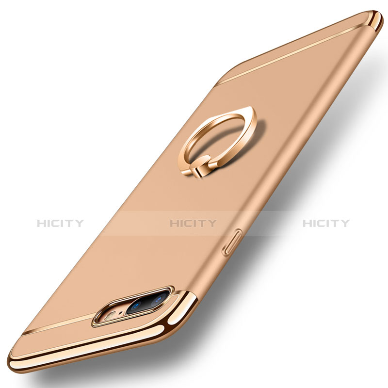 Apple iPhone 8 Plus用ケース 高級感 手触り良い メタル兼プラスチック バンパー アンド指輪 A06 アップル ゴールド