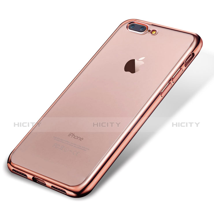 Apple iPhone 8 Plus用極薄ソフトケース シリコンケース 耐衝撃 全面保護 クリア透明 H02 アップル ローズゴールド