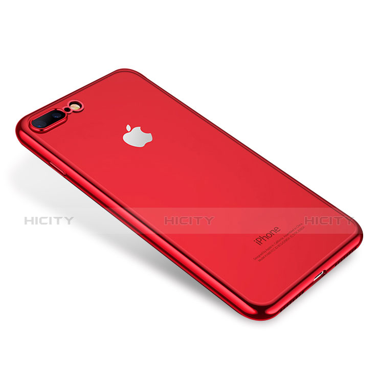 Apple iPhone 8 Plus用極薄ソフトケース シリコンケース 耐衝撃 全面保護 クリア透明 H02 アップル レッド