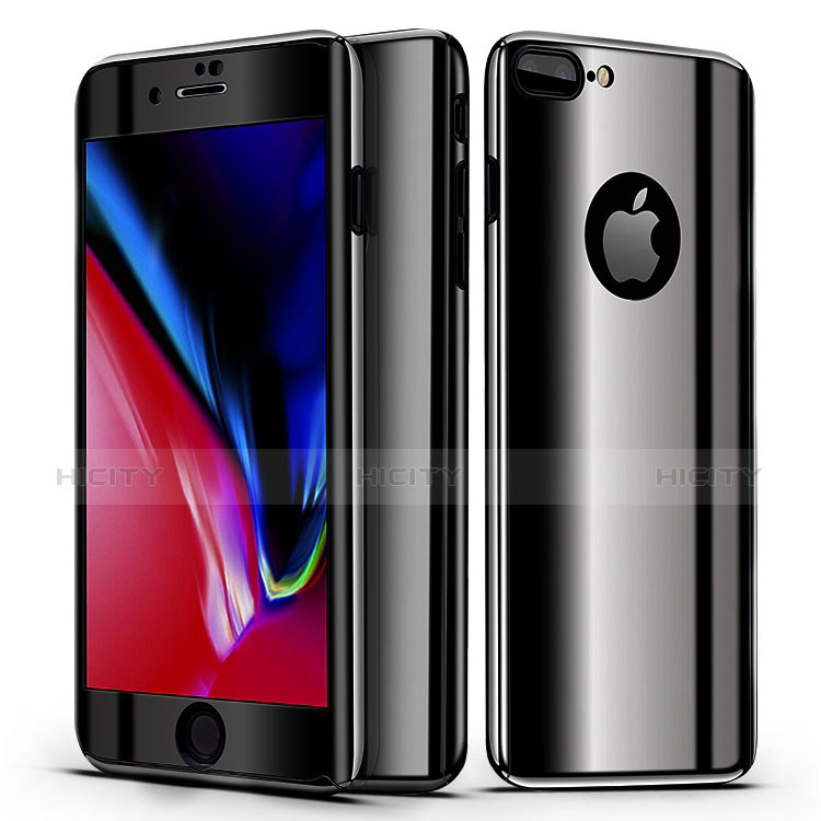 Apple iPhone 8 Plus用ハードケース プラスチック 質感もマット 前面と背面 360度 フルカバー アップル ブラック