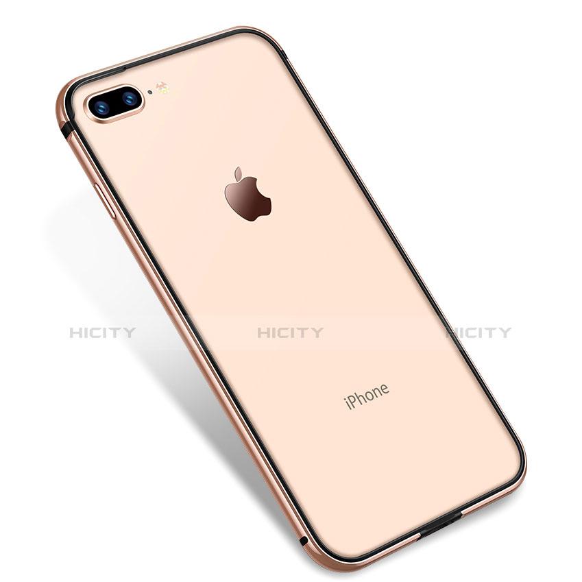 Apple iPhone 8 Plus用極薄ソフトケース シリコンケース 耐衝撃 全面保護 クリア透明 H04 アップル ゴールド