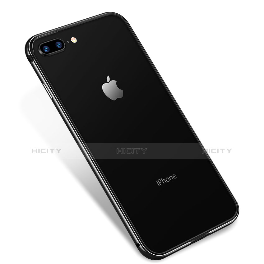 Apple iPhone 8 Plus用極薄ソフトケース シリコンケース 耐衝撃 全面保護 クリア透明 H04 アップル ブラック