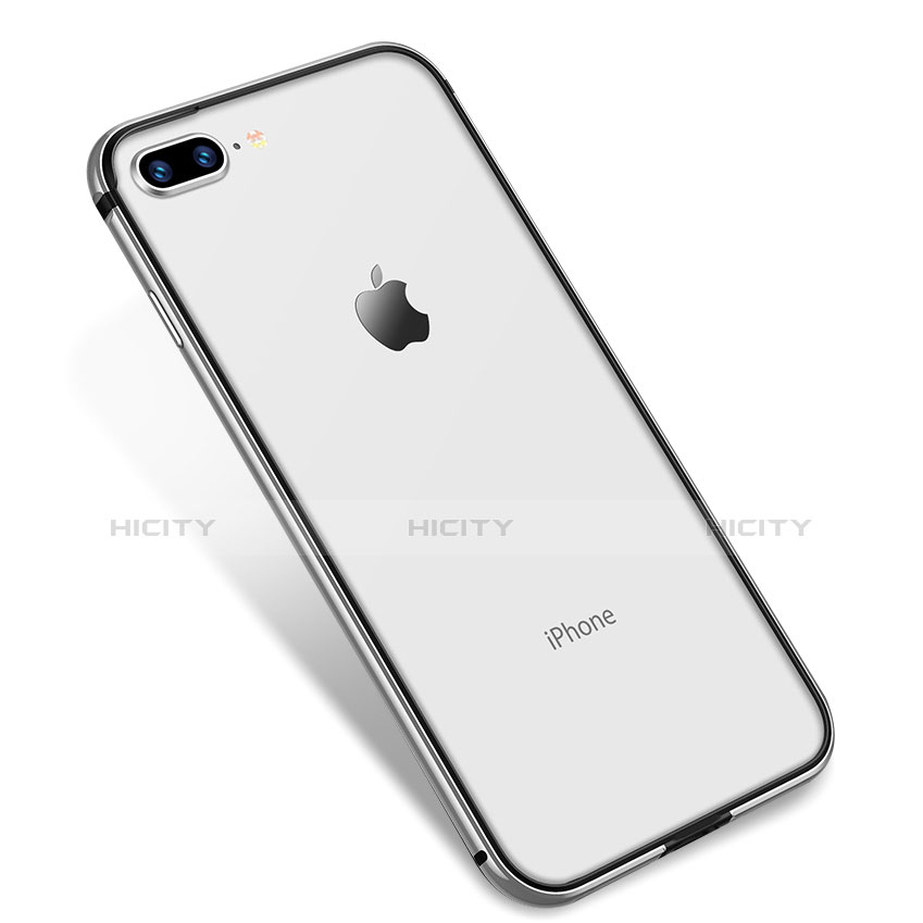 Apple iPhone 8 Plus用極薄ソフトケース シリコンケース 耐衝撃 全面保護 クリア透明 H04 アップル シルバー
