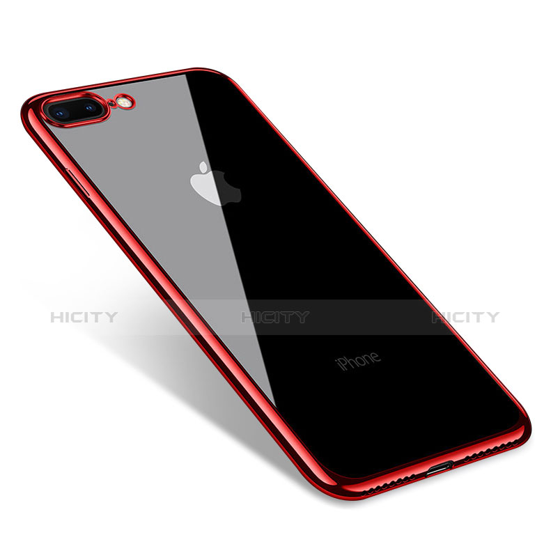 Apple iPhone 8 Plus用極薄ソフトケース シリコンケース 耐衝撃 全面保護 クリア透明 Q06 アップル レッド