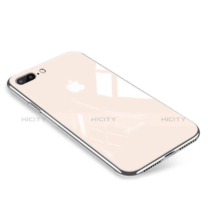 Apple iPhone 8 Plus用ハイブリットバンパーケース クリア透明 プラスチック 鏡面 カバー アップル ゴールド