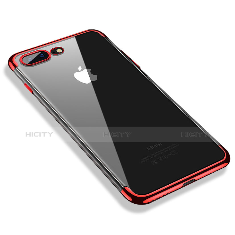 Apple iPhone 8 Plus用極薄ソフトケース シリコンケース 耐衝撃 全面保護 クリア透明 A06 アップル レッド