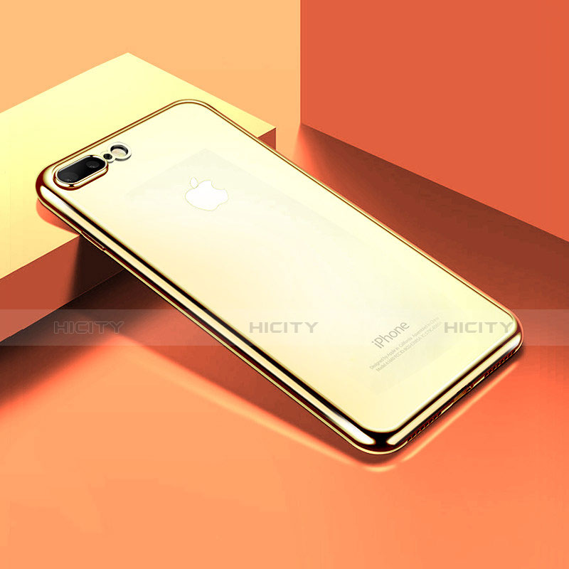 Apple iPhone 8 Plus用極薄ソフトケース シリコンケース 耐衝撃 全面保護 クリア透明 A07 アップル ゴールド