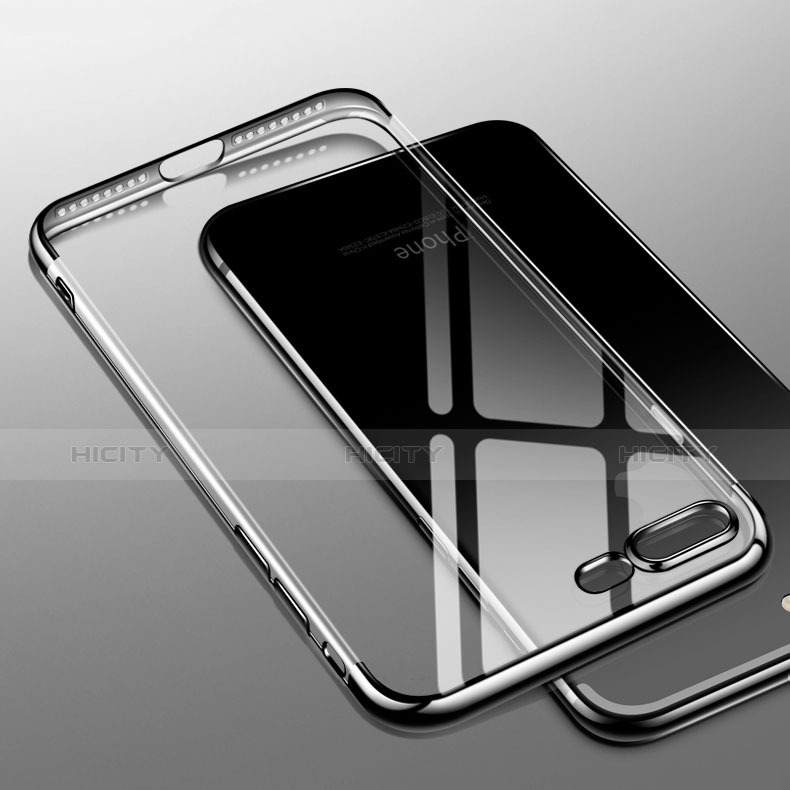 Apple iPhone 8 Plus用極薄ソフトケース シリコンケース 耐衝撃 全面保護 クリア透明 A07 アップル ブラック