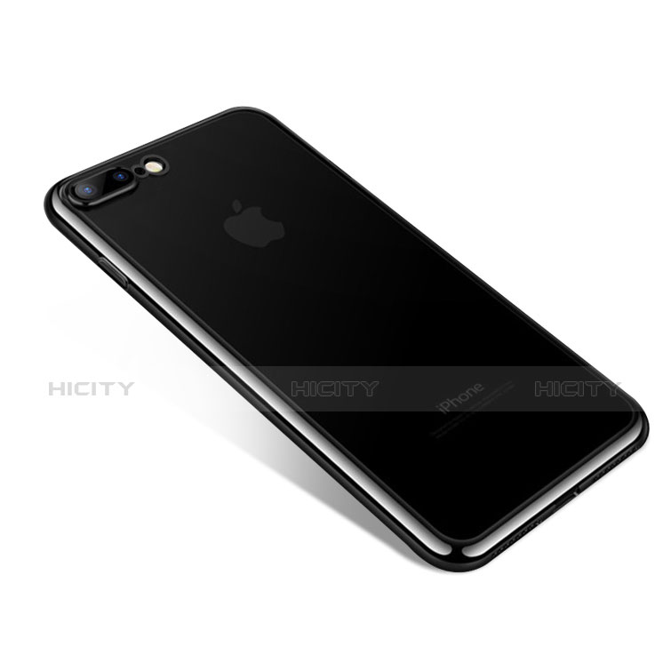 Apple iPhone 8 Plus用極薄ソフトケース シリコンケース 耐衝撃 全面保護 クリア透明 A08 アップル ブラック