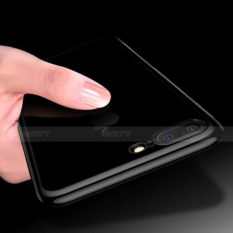 Apple iPhone 8 Plus用極薄ソフトケース シリコンケース 耐衝撃 全面保護 クリア透明 A08 アップル ブラック
