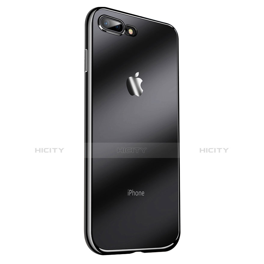 Apple iPhone 8 Plus用極薄ソフトケース シリコンケース 耐衝撃 全面保護 クリア透明 A14 アップル ブラック