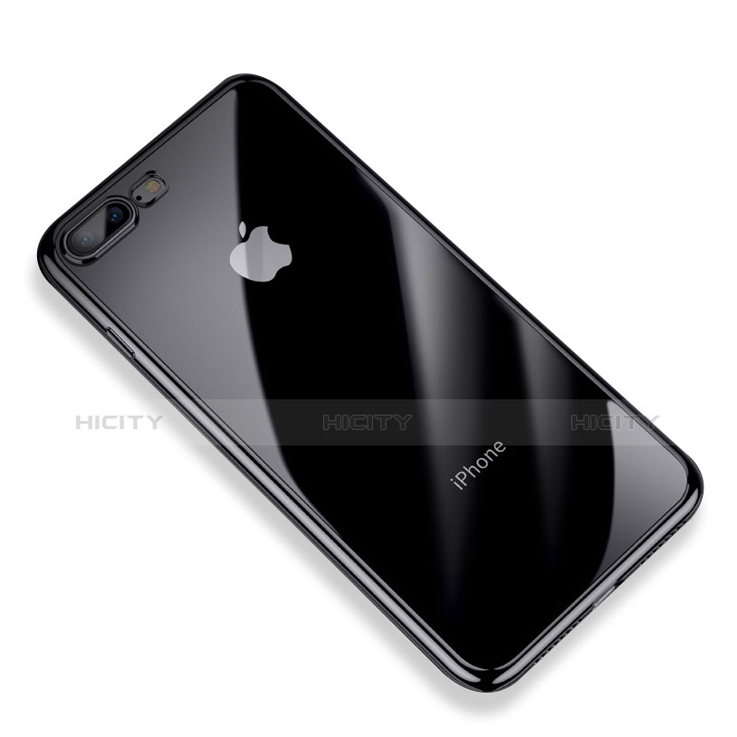 Apple iPhone 8 Plus用極薄ソフトケース シリコンケース 耐衝撃 全面保護 クリア透明 A14 アップル ブラック