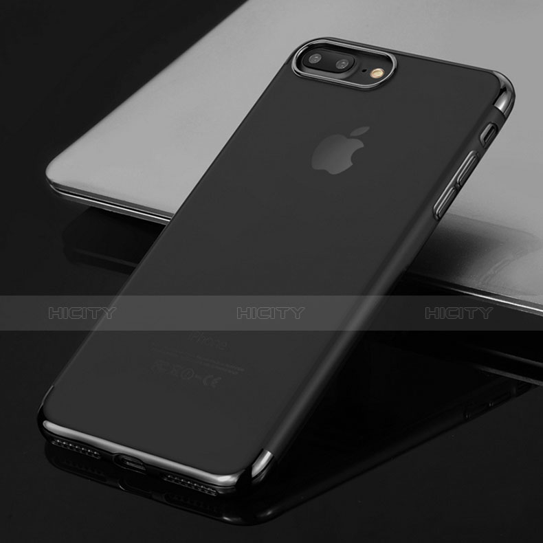 Apple iPhone 8 Plus用極薄ソフトケース シリコンケース 耐衝撃 全面保護 クリア透明 A22 アップル ブラック