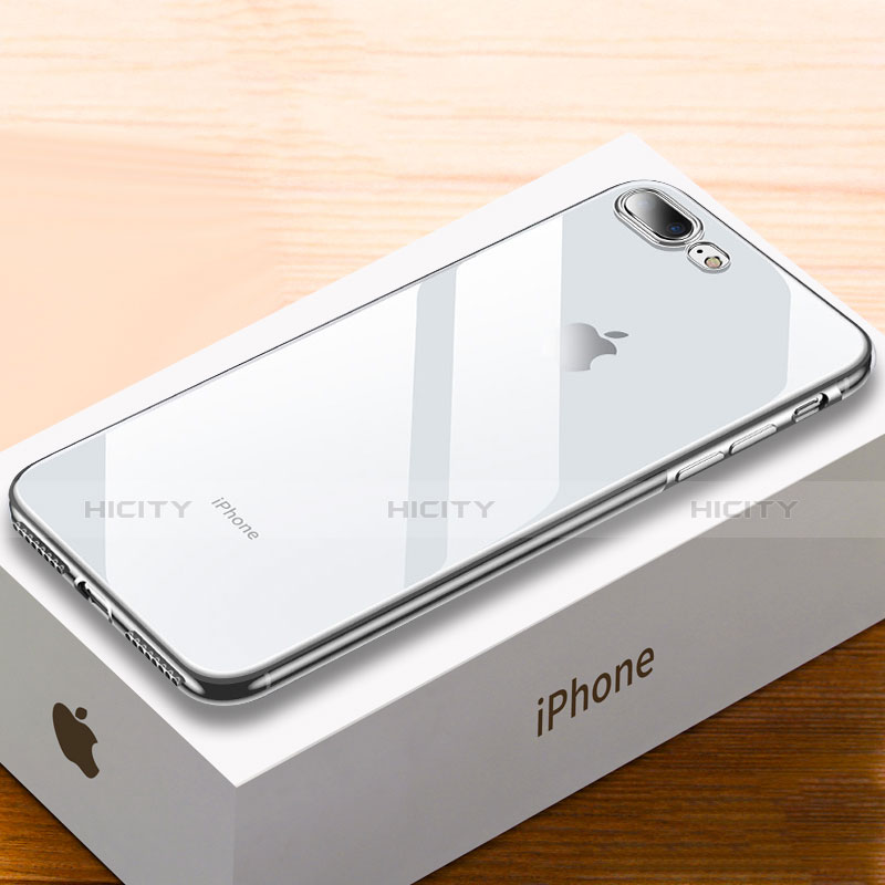 Apple iPhone 8 Plus用極薄ソフトケース シリコンケース 耐衝撃 全面保護 クリア透明 HC02 アップル シルバー