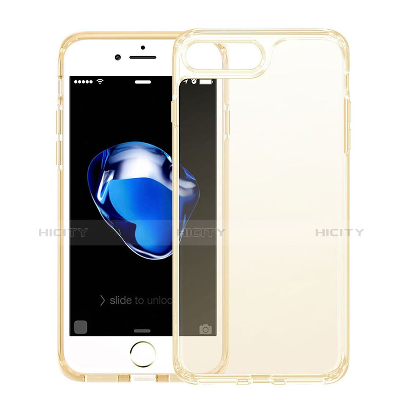 Apple iPhone 8 Plus用極薄ソフトケース シリコンケース 耐衝撃 全面保護 クリア透明 アップル ゴールド