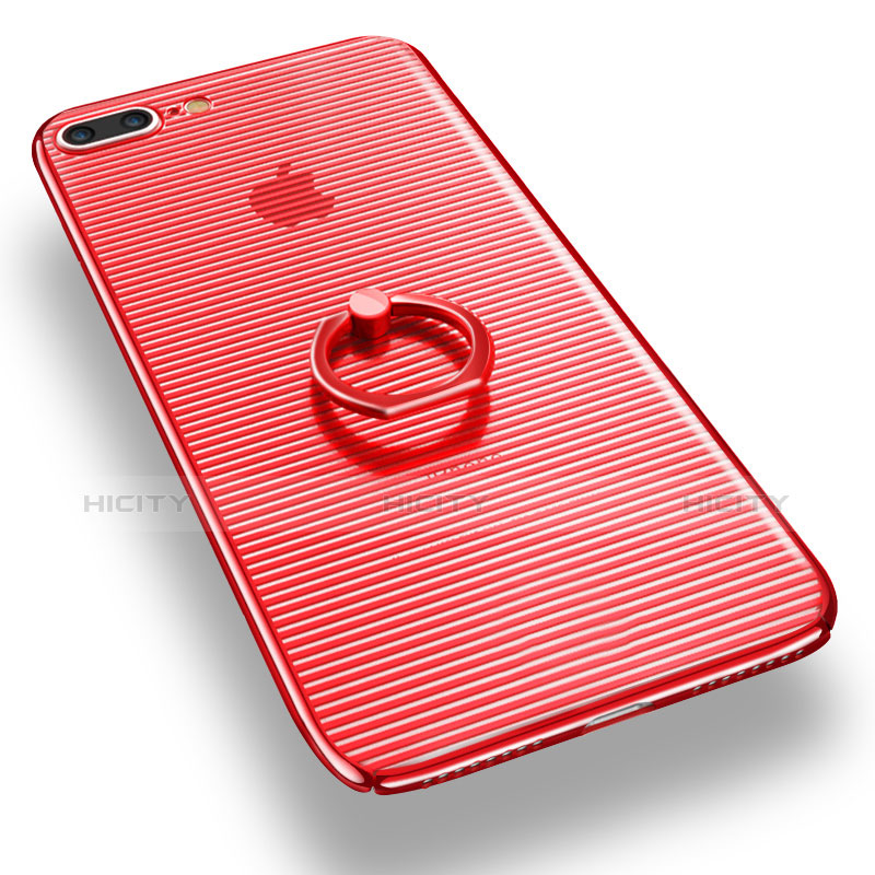 Apple iPhone 8 Plus用ハードケース クリスタル クリア透明 アンド指輪 アップル レッド