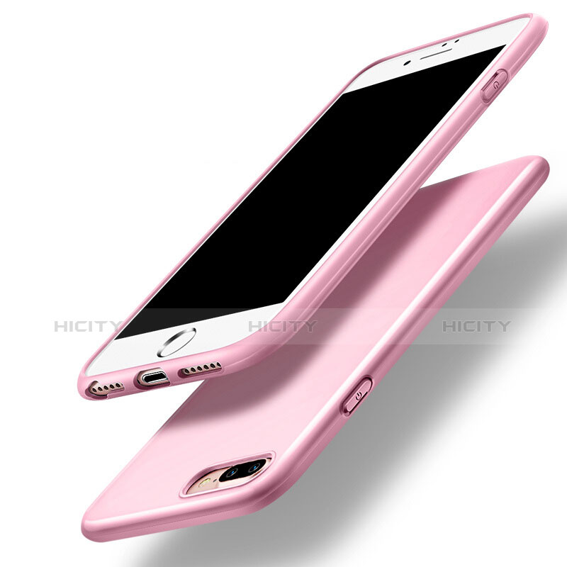 Apple iPhone 8 Plus用シリコンケース ソフトタッチラバー アップル ピンク