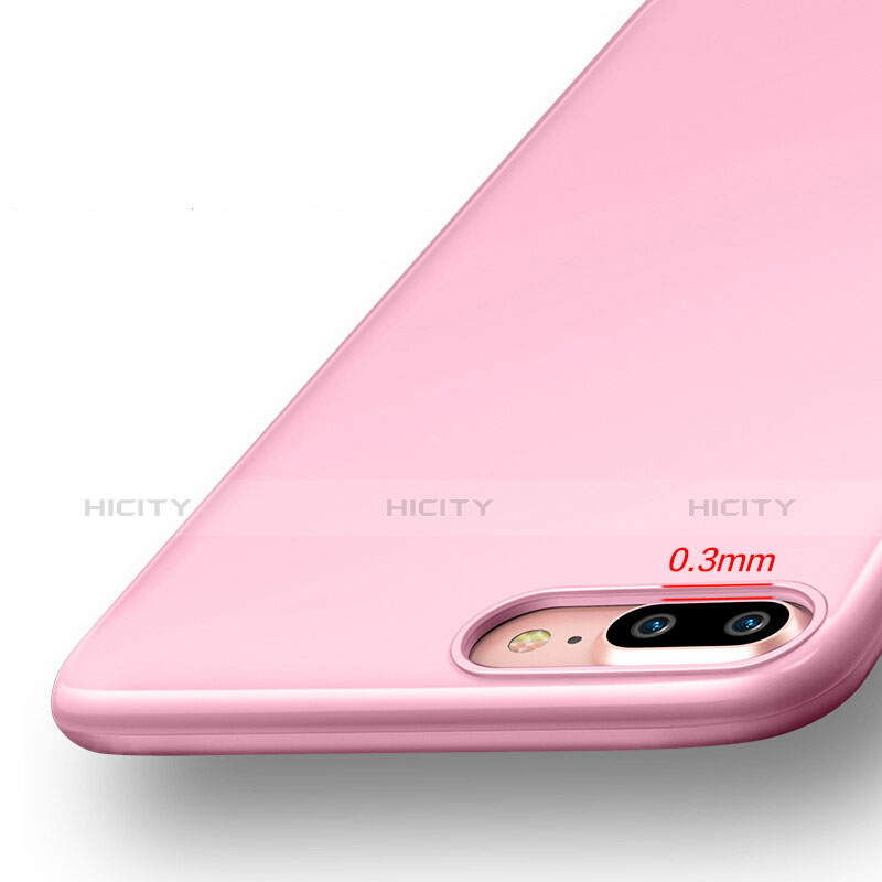 Apple iPhone 8 Plus用シリコンケース ソフトタッチラバー アップル ピンク