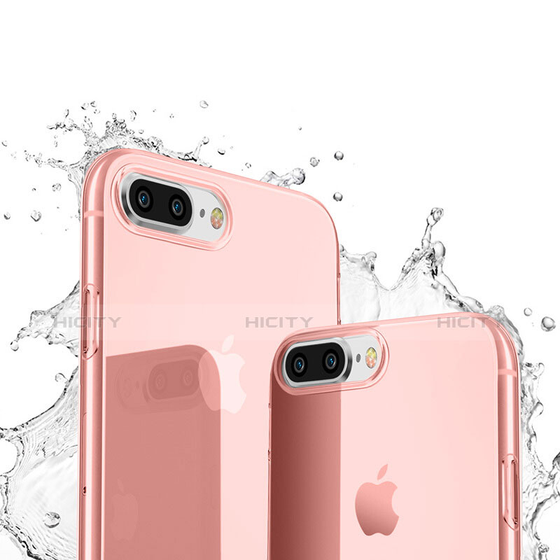 Apple iPhone 8 Plus用極薄ソフトケース シリコンケース 耐衝撃 全面保護 クリア透明 T03 アップル ピンク