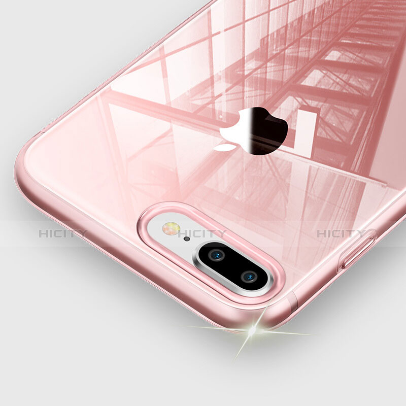 Apple iPhone 8 Plus用極薄ソフトケース シリコンケース 耐衝撃 全面保護 クリア透明 T03 アップル ピンク