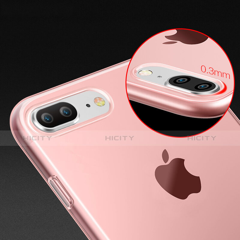 Apple iPhone 8 Plus用極薄ソフトケース シリコンケース 耐衝撃 全面保護 クリア透明 T03 アップル ピンク