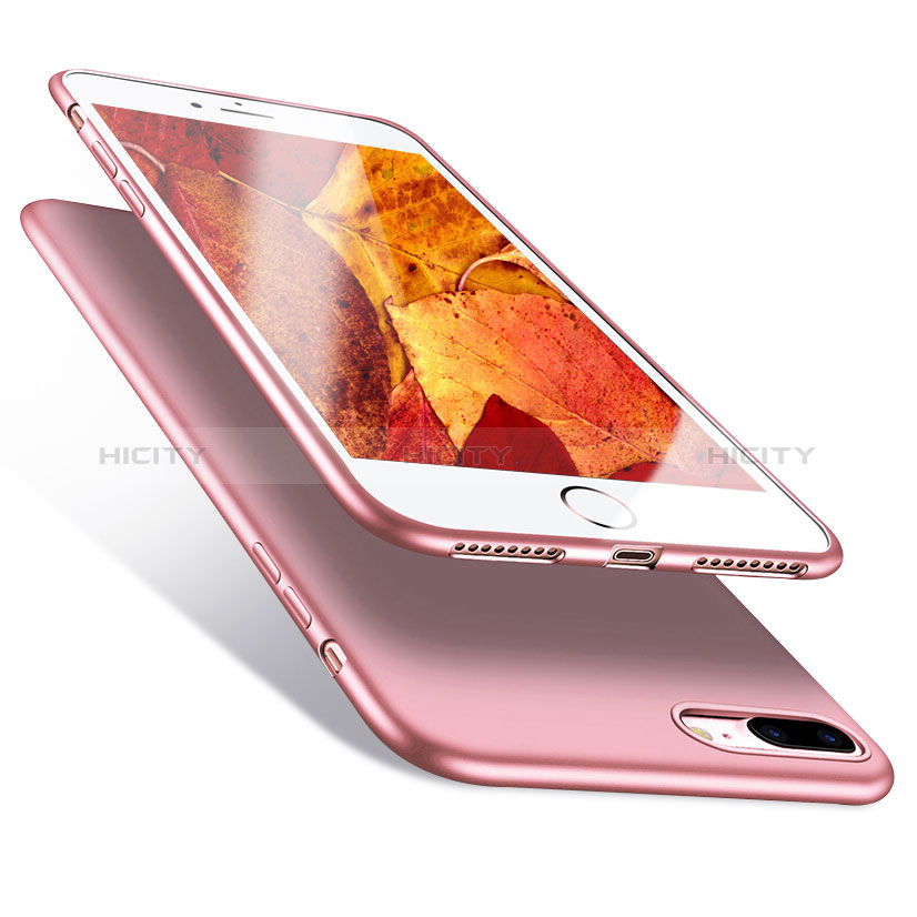 Apple iPhone 8 Plus用シリコンケース ソフトタッチラバー カバー アップル ピンク