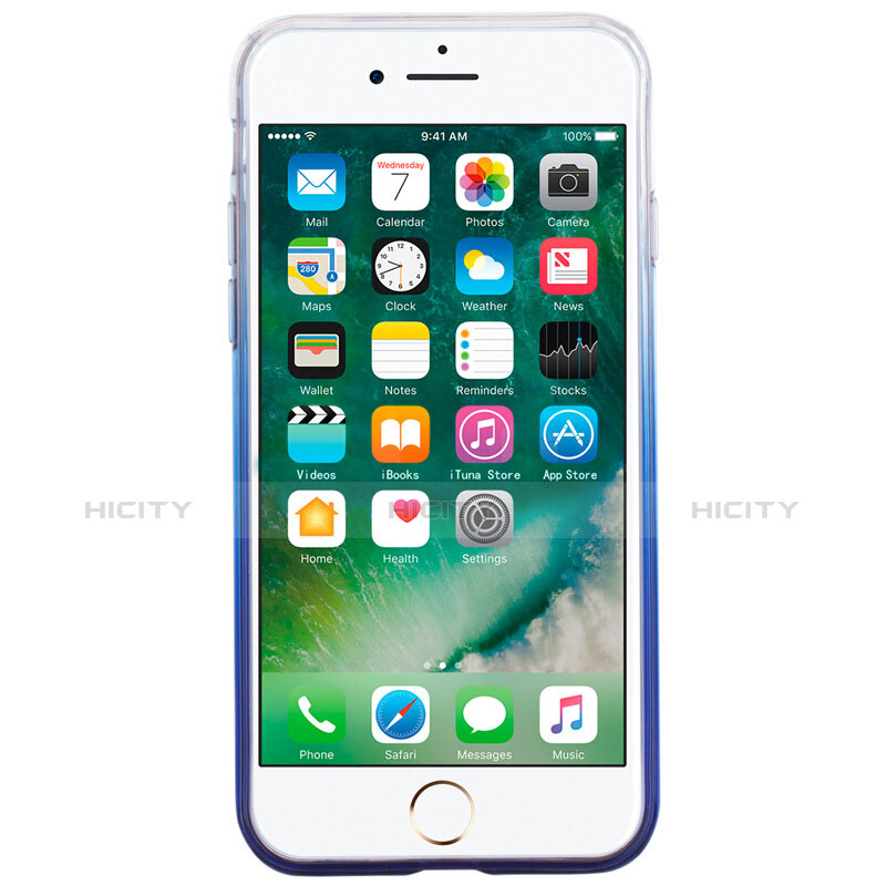 Apple iPhone 8 Plus用極薄ソフトケース グラデーション 勾配色 クリア透明 アップル ネイビー