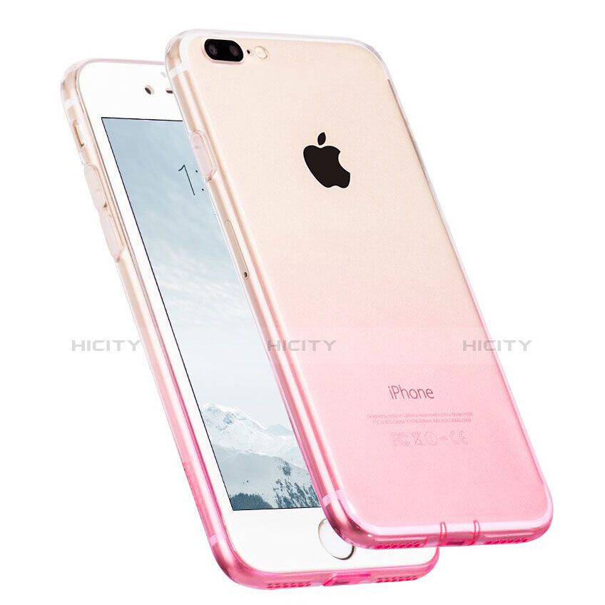 Apple iPhone 8 Plus用極薄ソフトケース グラデーション 勾配色 クリア透明 G01 アップル ピンク