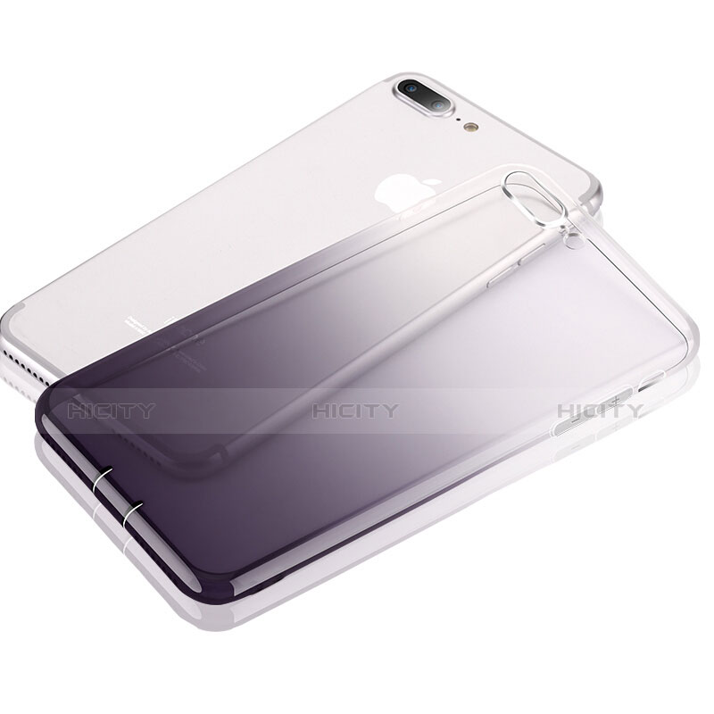 Apple iPhone 8 Plus用極薄ソフトケース グラデーション 勾配色 クリア透明 G01 アップル グレー