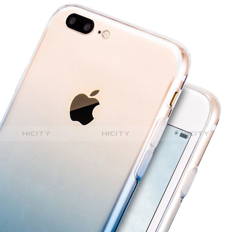 Apple iPhone 8 Plus用極薄ソフトケース グラデーション 勾配色 クリア透明 G01 アップル ネイビー