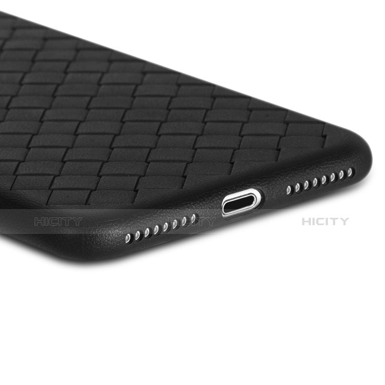 Apple iPhone 8 Plus用ハードケース プラスチック レザー柄 アップル ブラック