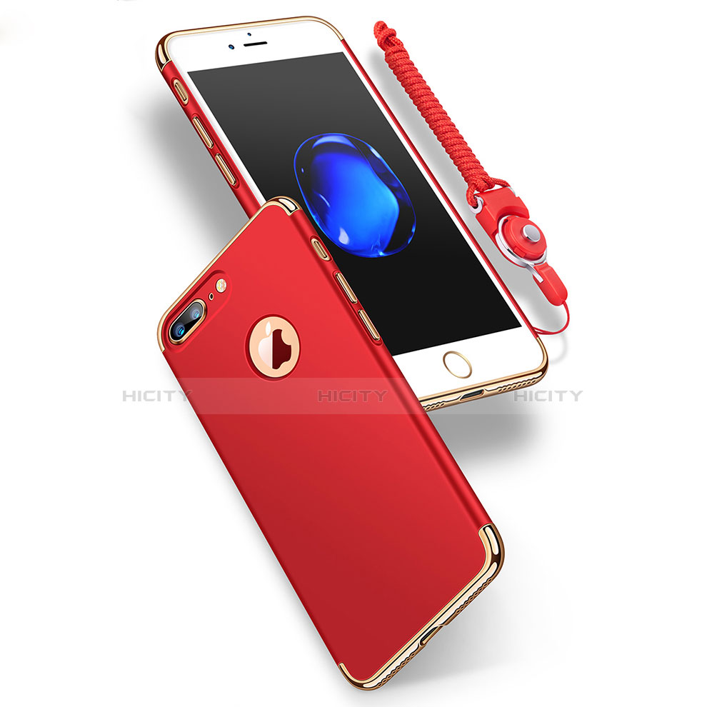Apple iPhone 8 Plus用ケース 高級感 手触り良い メタル兼プラスチック バンパー アンド指輪 亦 ひも アップル 